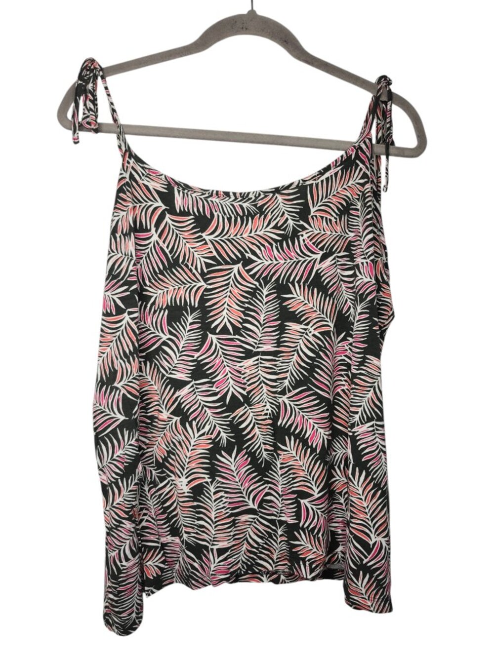 GAP Luxe Black Pink White Botanical Print Tie Strap Tank Top Plus Size XXL - Picture 2 of 5